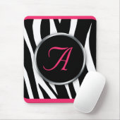 Schickes Zebra-Druck-Beeren-Rosa-Monogramm Mousepad (Mit Mouse)