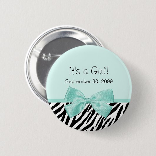 Schickes Zebra-Minzen-Band-Girly Button (Vorne & Hinten)