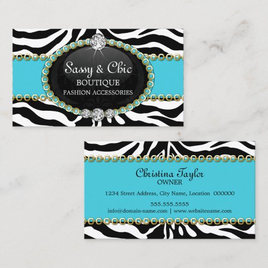 Schickes Zebra-Mode-Accessoire und Schmuck Visitenkarte (Vorne/Hinten)