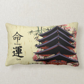 Schicksal Kanji japanischer Pagoda Kirschblüten Lendenkissen
