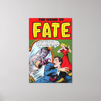 Schicksalskreatur im Spiegel Vintager Comicen Leinwanddruck