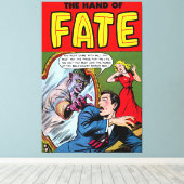 Schicksalskreatur im Spiegel Vintager Comicen Leinwanddruck (Insitu (Holzboden))