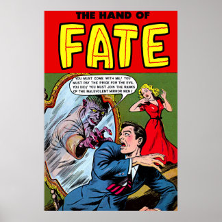 Schicksalskreatur im Spiegel Vintager Comicen Poster