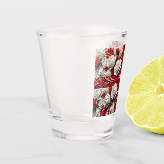 Schiebeglas mit der Flagge für die englische Rose Schnapsglas (Links)