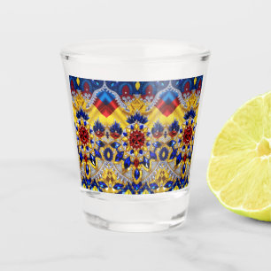 Schiebeglas mit rumänischen Farben Schnapsglas