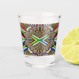 Schiebeglas mit südafrikanischen Farben Schnapsglas
