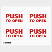 Schieben Sie die Tür auf Zeichen öffnen. Rechteckiger Aufkleber (Blatt)