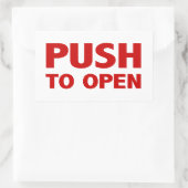 Schieben Sie die Tür auf Zeichen öffnen. Rechteckiger Aufkleber (Tasche)