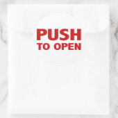 Schieben Sie die Tür auf Zeichen öffnen. Runder Aufkleber (Tasche)