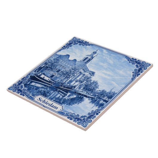 Schiedam Delft Blue style ceramic tile Fliese (Seite)