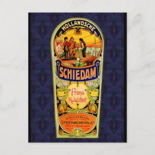 SCHIEDAM Gin Whiskey Etikett aus Rotterdam Holland Postkarte
