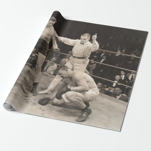 Schiedsrichterzählung im Ringboxen, Vintag Geschenkpapier (Ungerollt)