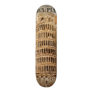 Schiefe Turm von Pisa im Vintage-Stil Skateboard