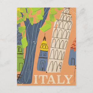 Schiefe Turm von Pisa Vintage-Reiseposter Postkarte