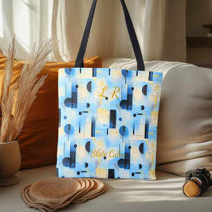 Schiefer Abstrakt - Blau, Grau, Schwarz Geometrisc Tasche