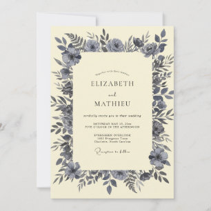 Schiefer Antique Cream Foliage Eukalyptus Hochzeit Einladung
