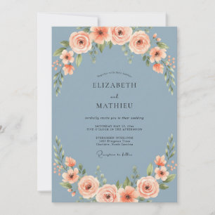 Schiefer Apricot bemalte Hochzeit Einladung