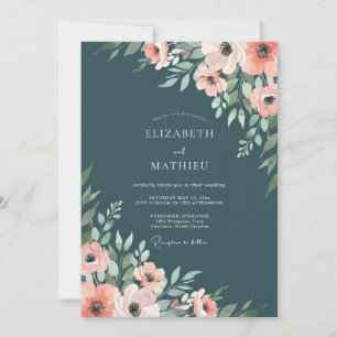 Schiefer Apricot Ranunculus Eukalyptus Hochzeit Einladung