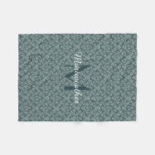 Schiefer Aquamarin Floral Damask Fleece Blanket (Vorderseite (Horizontal))
