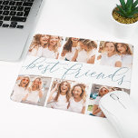 Schiefer | Best Friends Foto Collage Mousepad<br><div class="desc">Feiern Sie Ihre Freundschaft mit diesem coolen Foto Collage Mousepad mit 6 Lieblings-Fotos,  mit "Best Friends" in der Mitte in rauchblaugrüner Schrift mit Kalligraphie-Schrift.</div>
