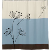 Schiefer-Blau, Elfenbein und Brown-Wildblume Duschvorhang (Vorderseite)