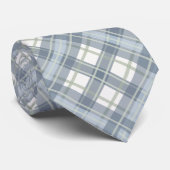 Schiefer Blau, Sage Green, Creme Kariert Krawatte (Gerollt)