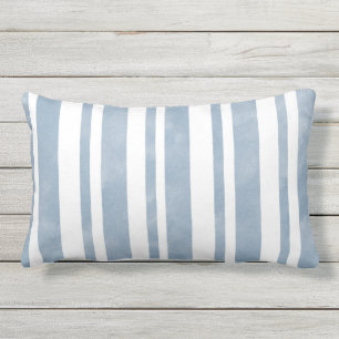 Schiefer-blaue Aquarell-Streifen Kissen Für Draußen