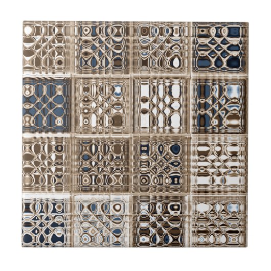 Schiefer-blaues Brown-Sari-Mosaik-Muster-Kunst Fliese (Vorderseite)