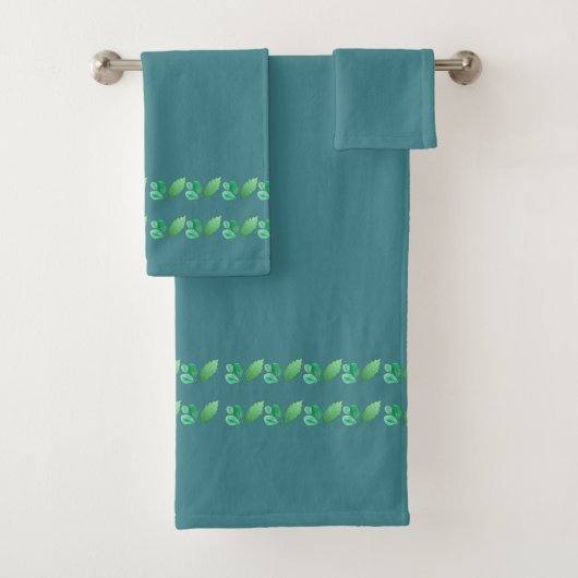 Schiefer-blaues oder Stahlblau mit Laub-Dekoration Badhandtuch Set (Insitu)