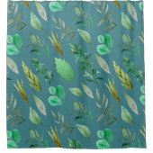 Schiefer-blaues oder Stahlblau mit Laub-Dekoration Duschvorhang (Vorderseite)