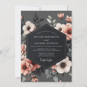 Schiefer-Blüten-Zwielicht-Hochzeit Einladung