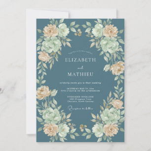 Schiefer Champagner Aquarell Hochzeit Einladung