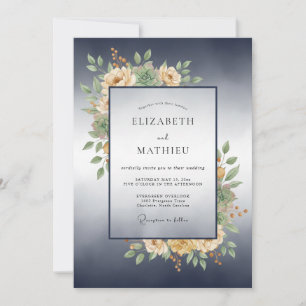 Schiefer Champagner Kranz Hochzeit Einladung