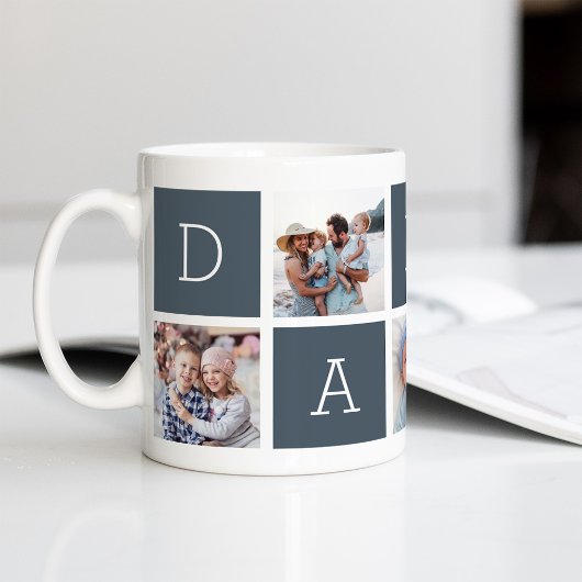 Schiefer | Custom Daddy 5 Foto Collage Kaffeetasse