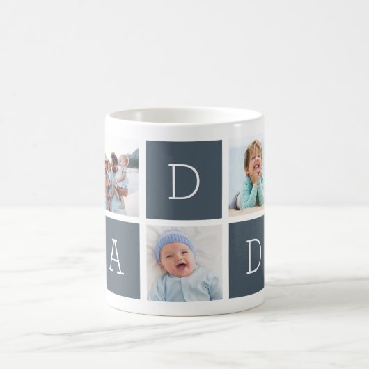 Schiefer | Custom Daddy 5 Foto Collage Kaffeetasse (Mittel)
