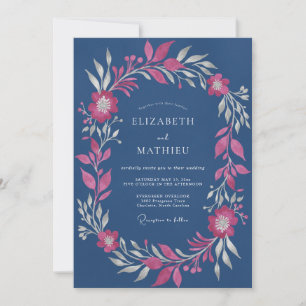 Schiefer Fuchsien-Laub-Eukalyptus-Hochzeit Einladung