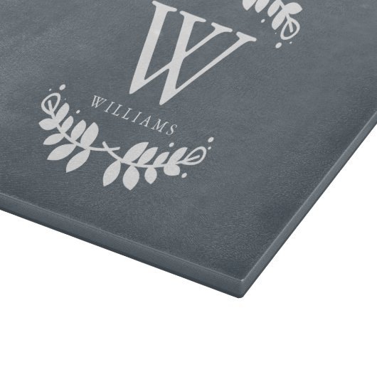 Schiefer-Grau-Familien-Monogramm Schneidebrett (Ecke)
