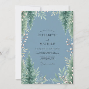 Schiefer Immergrüne Grüne Hochzeit Einladung