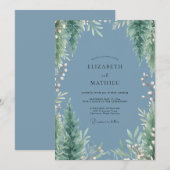Schiefer Immergrüne Grüne Hochzeit Einladung (Vorne/Hinten)