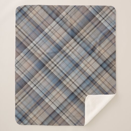 Schiefer Kies Blau, Braun und Grau Kariert Sherpadecke (Vorderseite)