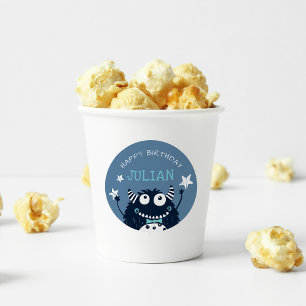 Schiefer Kleines Monster Personalisierter Kinder Runder Aufkleber