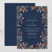 Schiefer Kupfer Blatt Hochzeit Einladung (Vorne/Hinten)