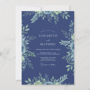 Schiefer Laub Eukalyptus Hochzeit Einladung