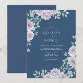 Schiefer-Lavendel-Blatt-Hochzeit Einladung (Vorne/Hinten)