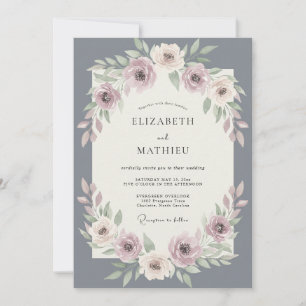 Schiefer-Lavendel-Laub-Eukalyptus-Hochzeit Einladung