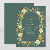 Schiefer-Ocker-Wildblumen-Hochzeit Einladung (Vorne/Hinten)
