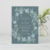 Schiefer-Silber-Kranz-Hochzeit Einladung (Stehend Vorderseite)