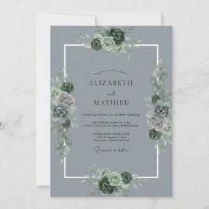 Schiefer Sukkulenten-Eukalyptus-Hochzeit Einladung