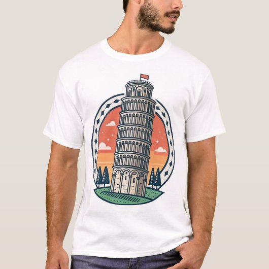 Schiefer Turm des T - Shirt Pisa (Vorderseite)