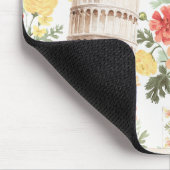 Schiefer Turm Gelbe Orangefarbene Blumen Mousepad (Ecke)